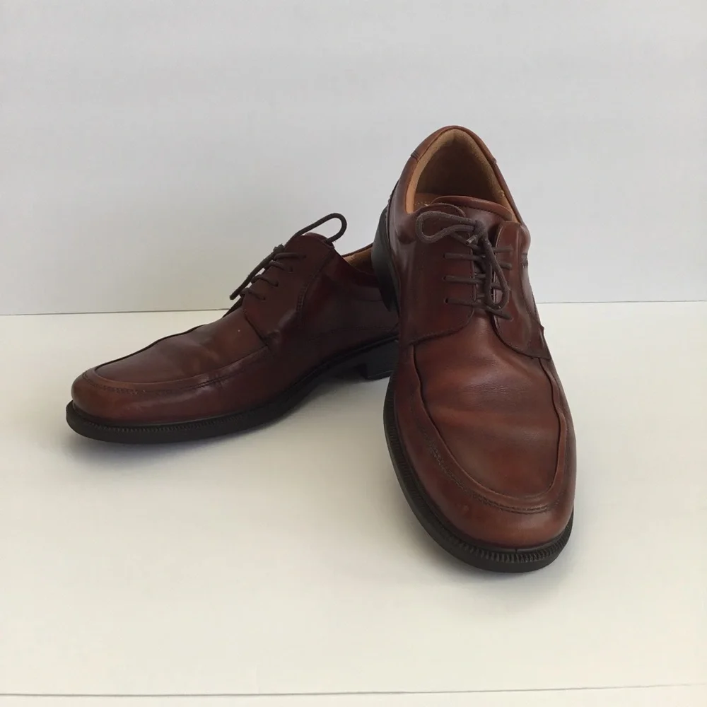 Ecco Mens Brown Leather Oxford Casual Shoes Lace Up Size 45 EU